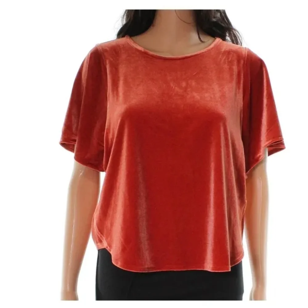 NWT MADEWELL BURNT ORANGE VELVET BUTTERFLY SLEEVE TOP M - Picture 2 of 7